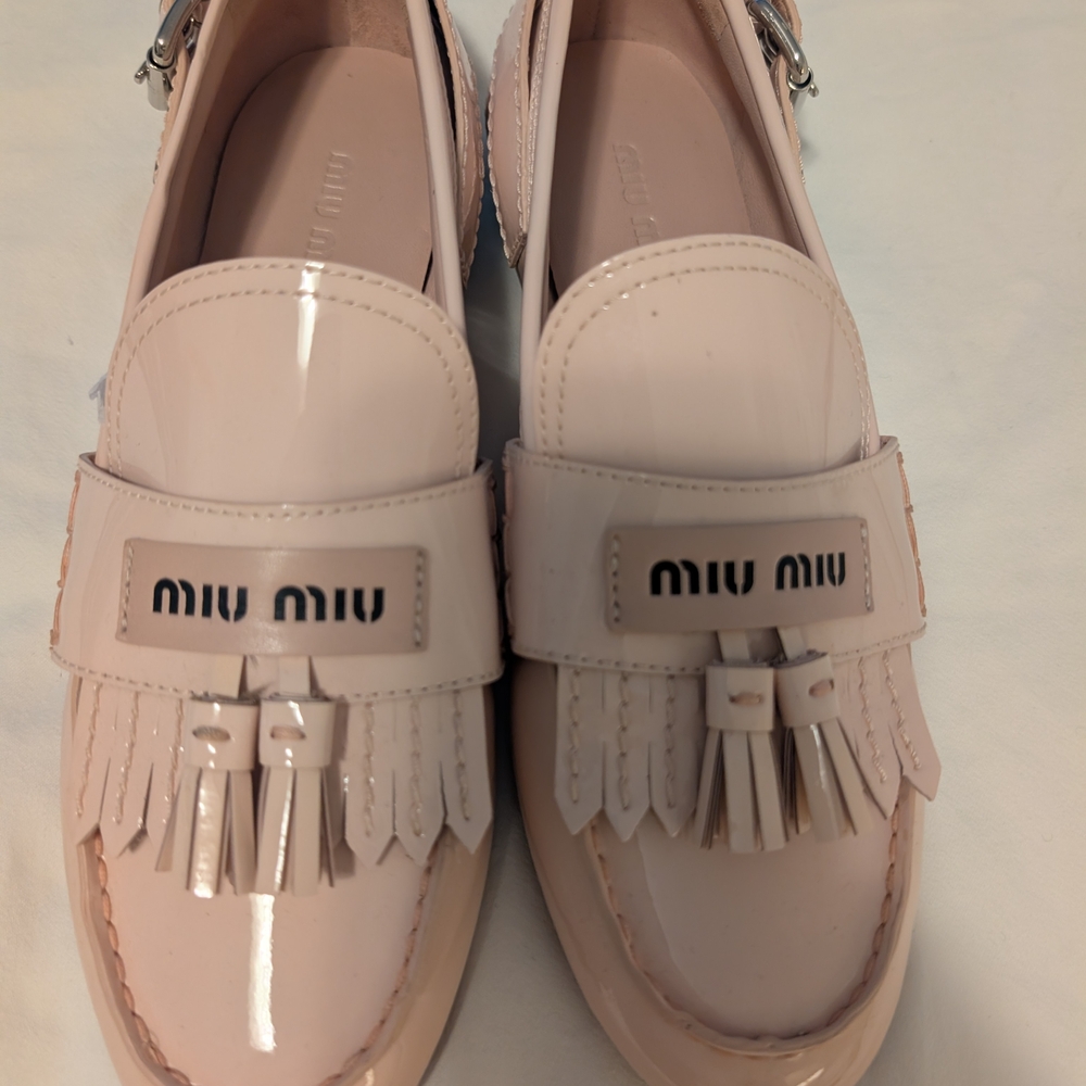 Miu Miu Blush Patent Leather Loafers